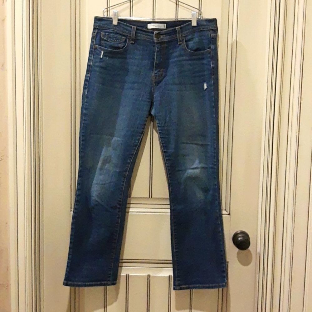 Levi's denim jeans straight leg classic size 12 short distressed mid rise Levis